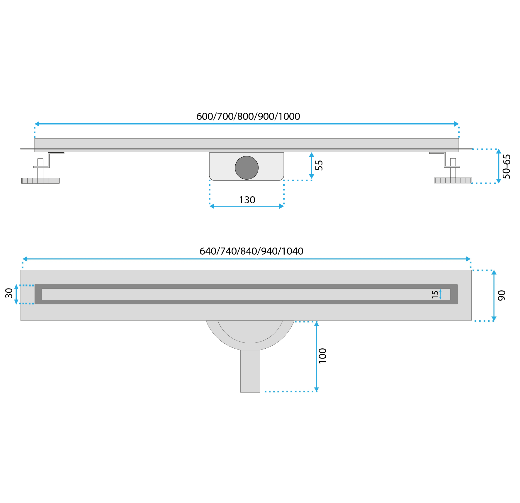 Canalina Di Scarico Neox Slim Pro Black 80