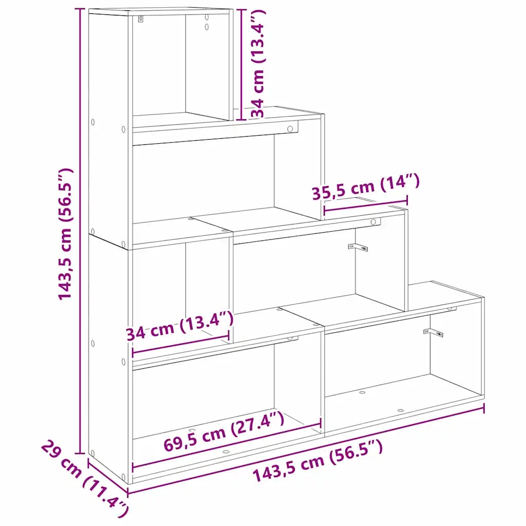 Libreria divisoria Rovere Nero 143,5 x 29 x 143,5 cm 886274