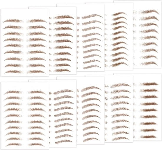 Stickers per tattoo - Impermeabili - Per capelli - Naturali - Falsi tattoo - 10 fogli - 98 paia - Stickers per trucco - Per donne e ragazze - Marrone