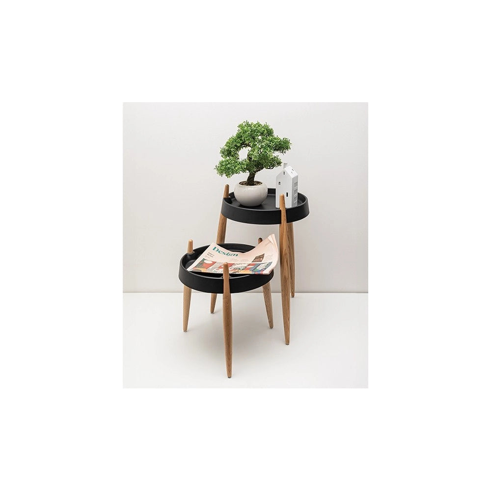 Zafferano Tavolino Liolà h67cm Nero - Frassino naturale