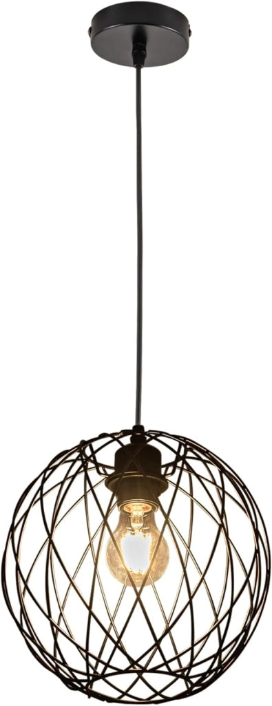 Lampada a sospensione ZMH nera retro 120 cm griglia a gabbia E27 per sala da pranzo e corridoio