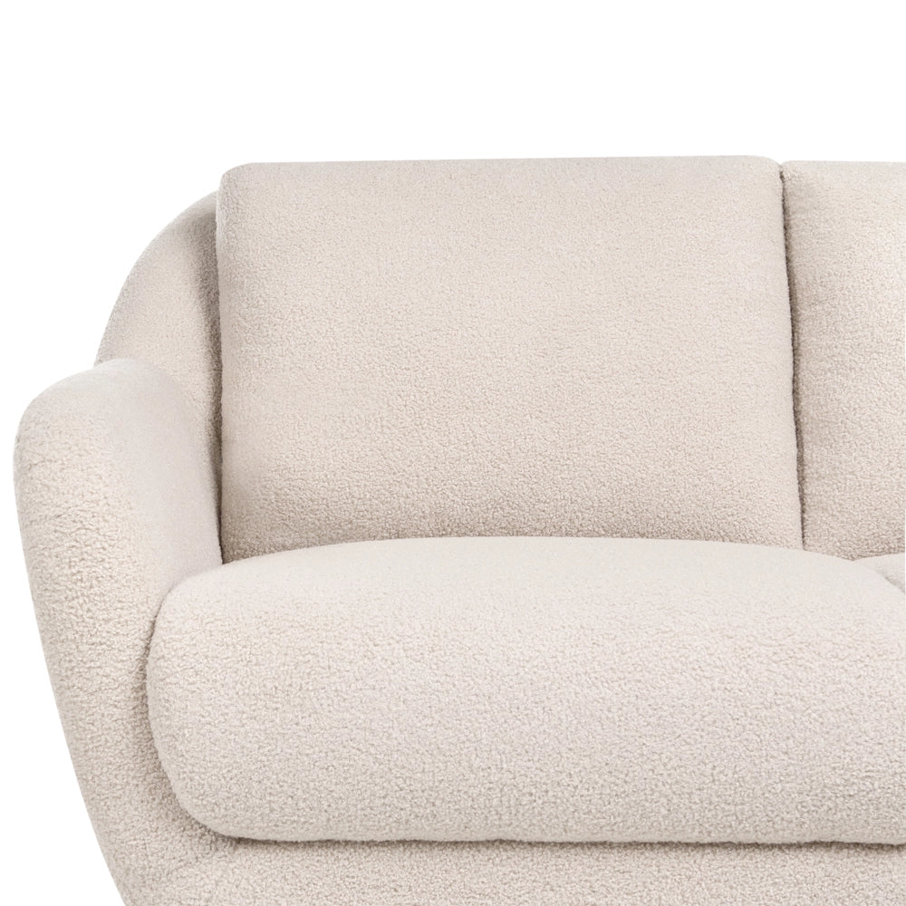 Divano 2 posti Boucle beige Gambe nere in ferro con braccioli Seduta spessa Stile moderno Soggiorno