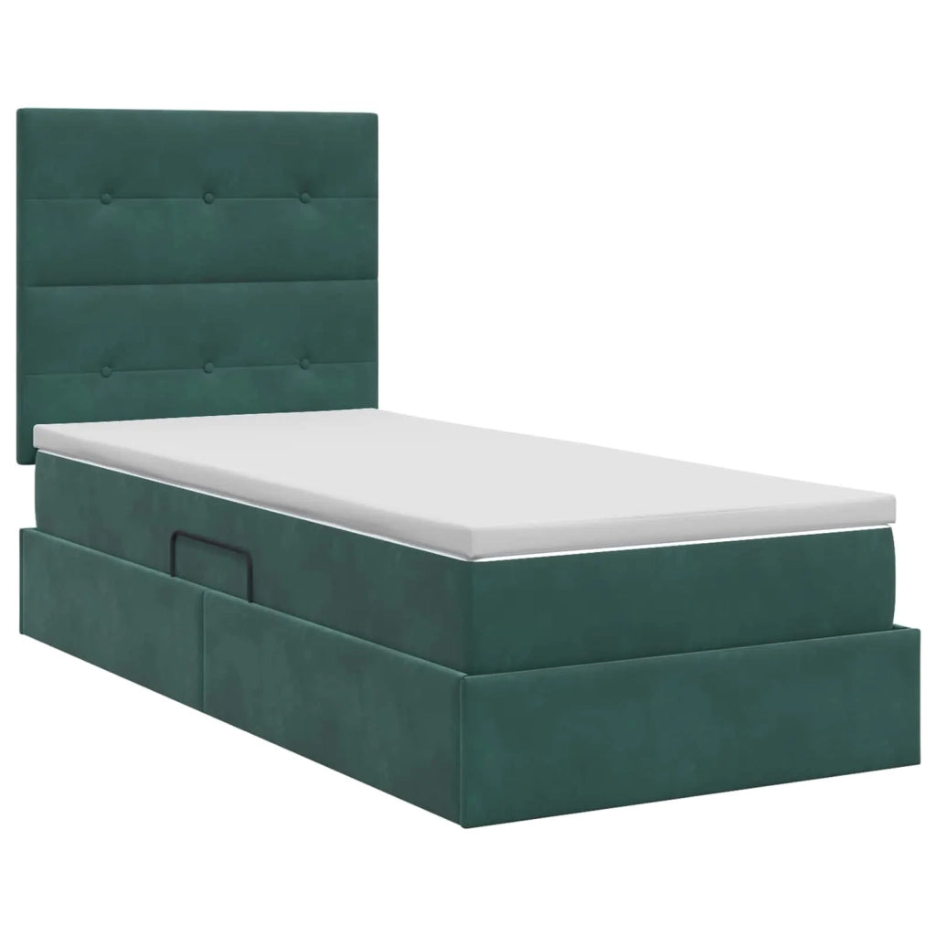 Letto con contenitore e materasso Verde Scuro 90 x 200 cm 3459666
