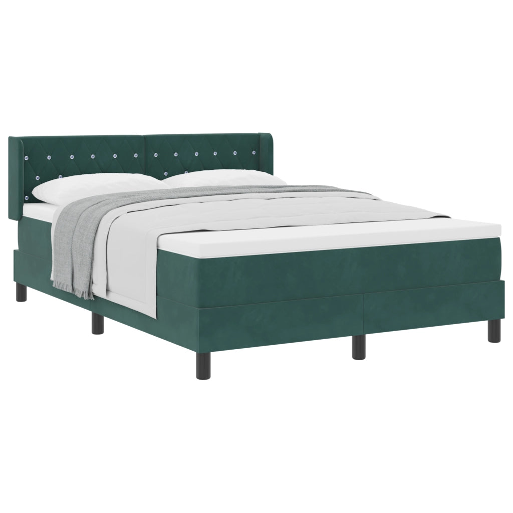 Letto a Box con Materasso Verde Scuro 140x200 cm Velluto