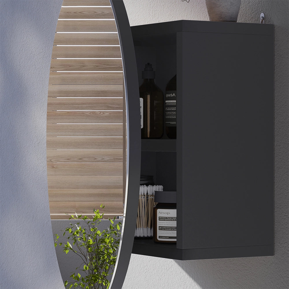 Vicco Specchio contenitore bagno Antracite 50 x 50 cm con 2 scomparti