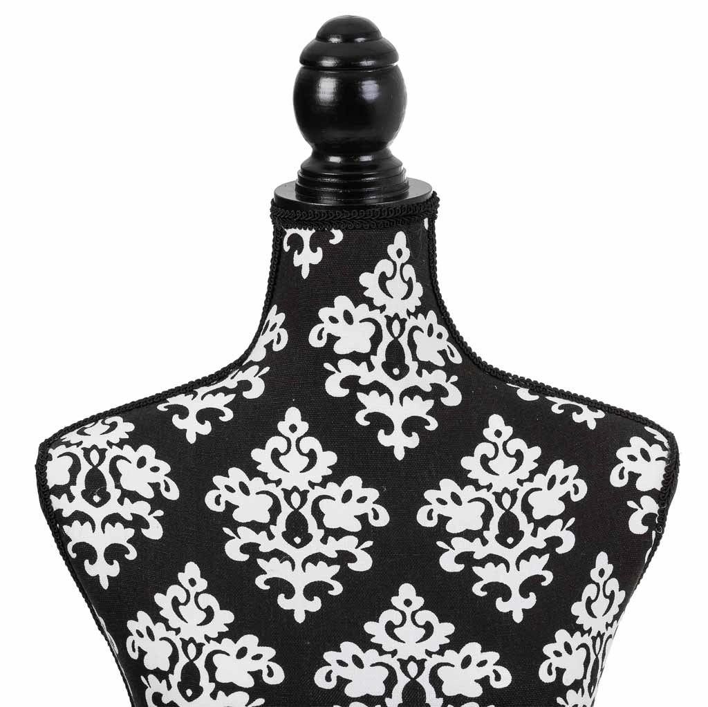Manichino in legno e schiuma rivestito in tessuto nero 24x37,5x168h