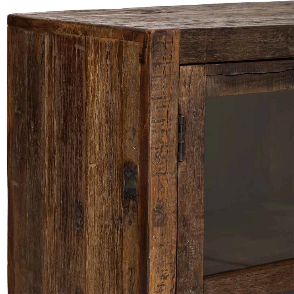Credenza artigianale in legno con 4 ante marrone, 170x40x90h cm