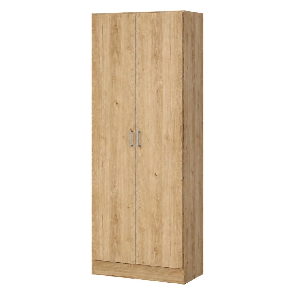 Soresina, Armadio Multiuso 2 Ante 3 Ripiani, 70x181h cm Marrone Rovere