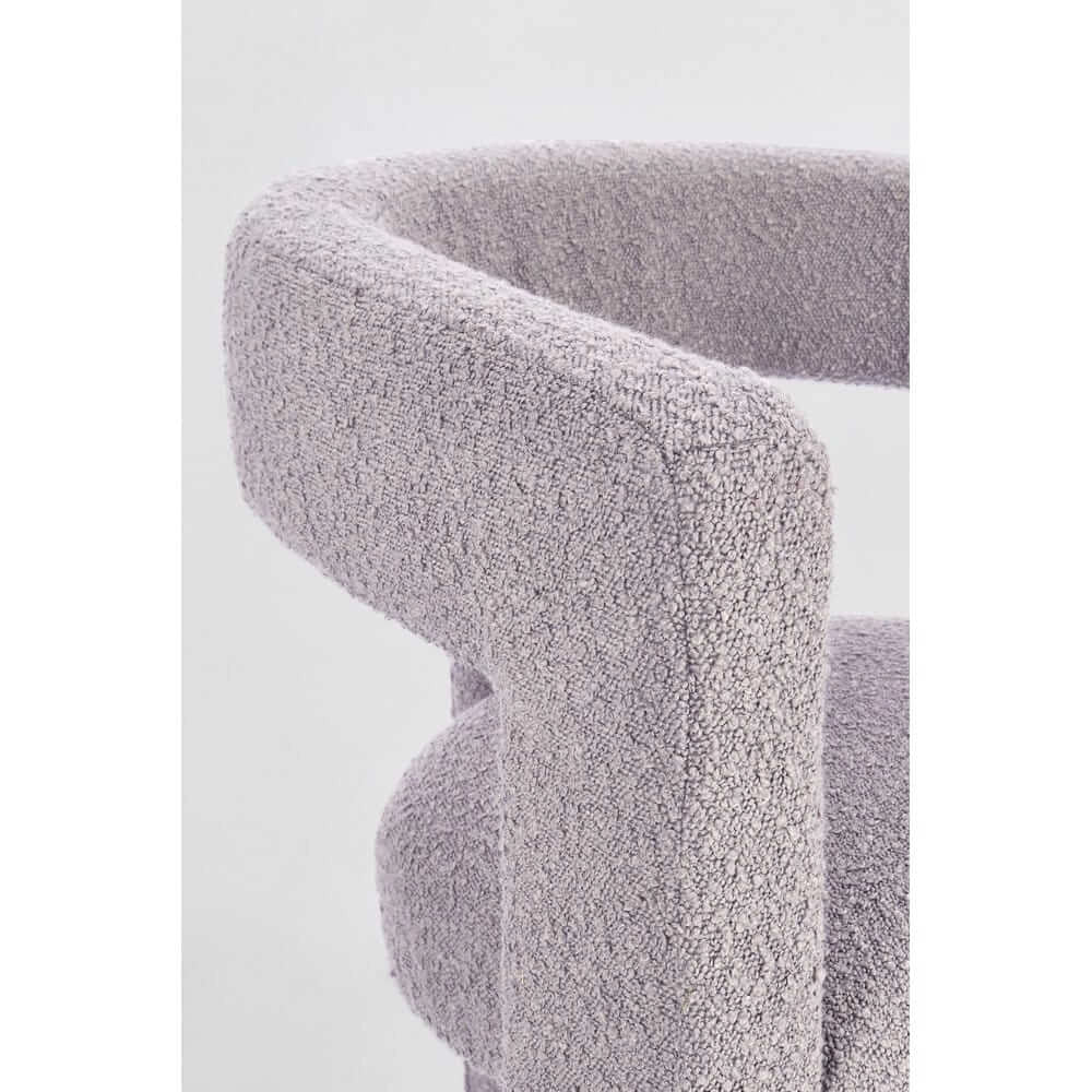 Sedia con Braccioli Imbottita in Tessuto Bouclé Avorio - ISABELLA