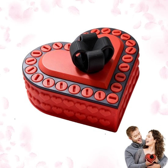 Cassa per gioielli in forma di cuore - Prodotto 3D stampato - Unico design con viti - Regalo creativo per Natale o San Valentino - Cassetto per conservare gioielli - Decorazione elegante - Confezione di regalo