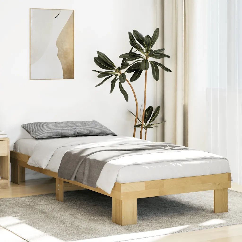 Struttura Letto Senza Materasso 75x190 cm in Legno di Rovere 851956
