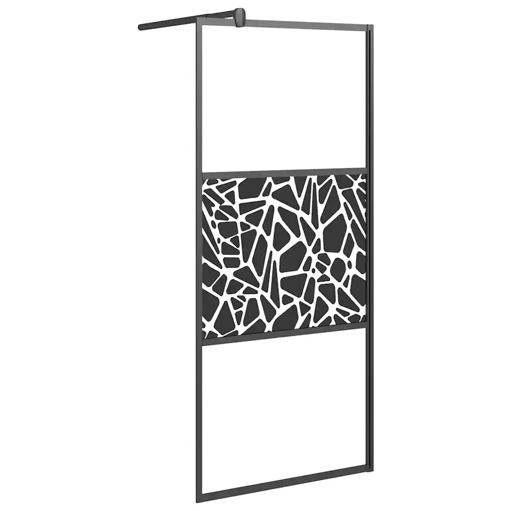 Parete Doccia Walk in 90x195cm Vetro ESG con Design Pietre Nero CFW9021962