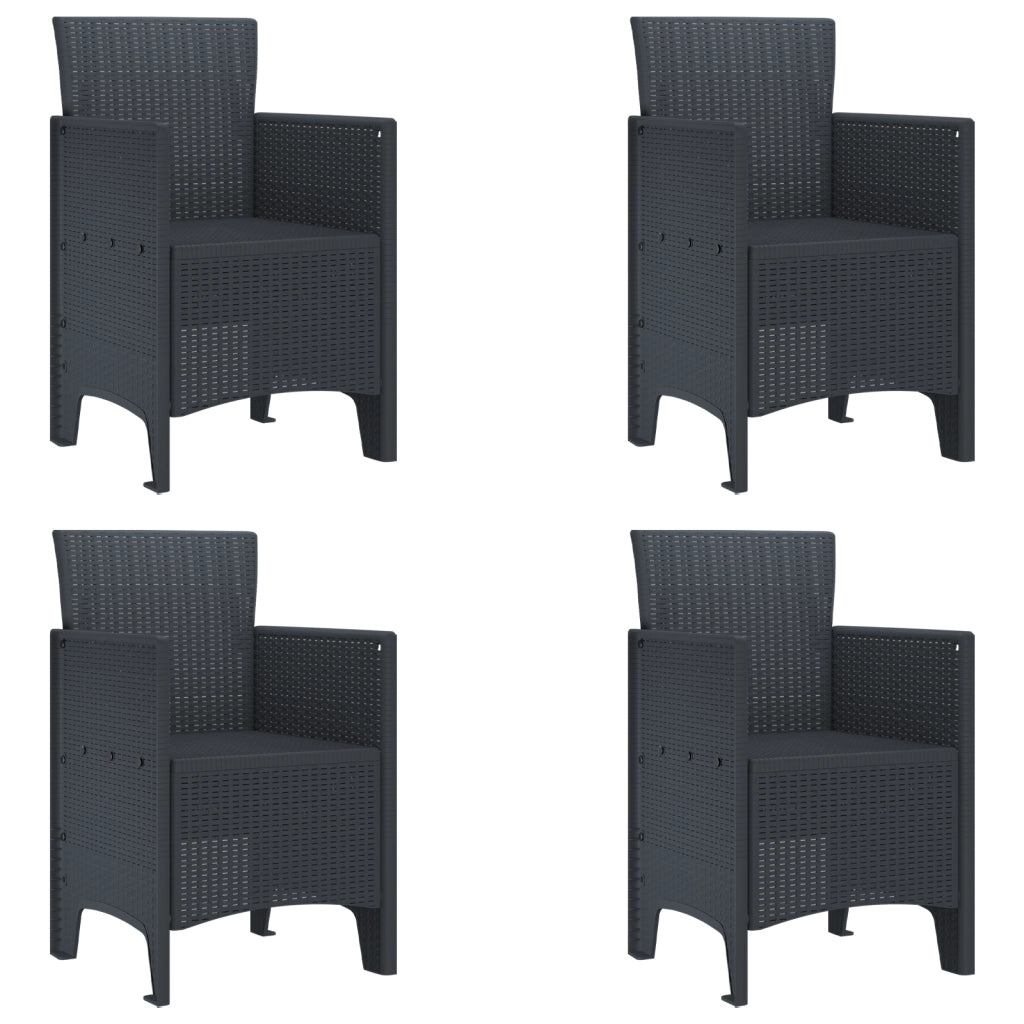 Set da Pranzo Giardino 5 Pezzi Antracite Poly Rattan