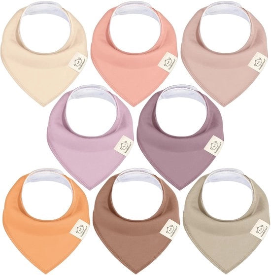 Set di 8 fasce per bambini in bandana unisex, fasce per bambini superassorbenti, fasce per bambini in cotone biologico, sciarpe per bambini, fasce per bambini contro la saliva (mauve)