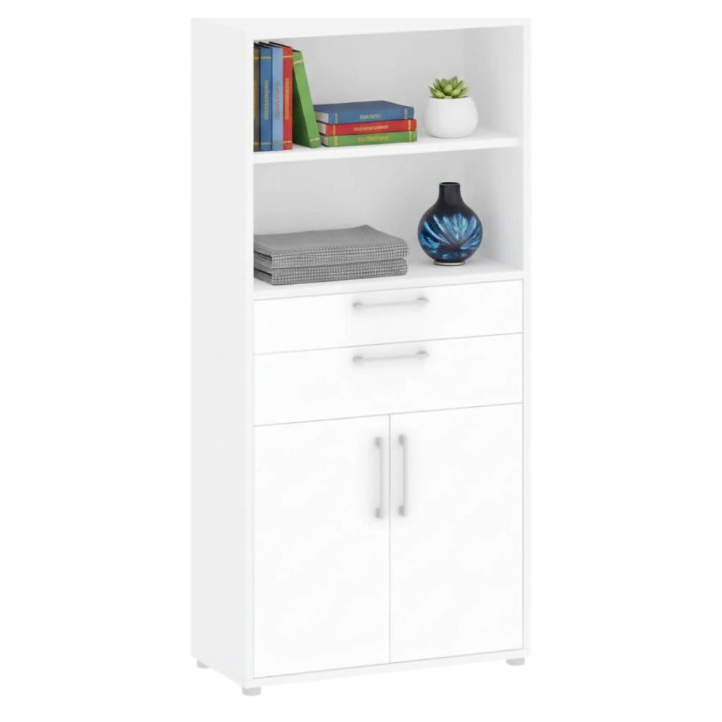 Credenza Albidona, Buffet da soggiorno, Madia da salotto, Dispensa da cucina, 89x40 h186 cm, Bianco