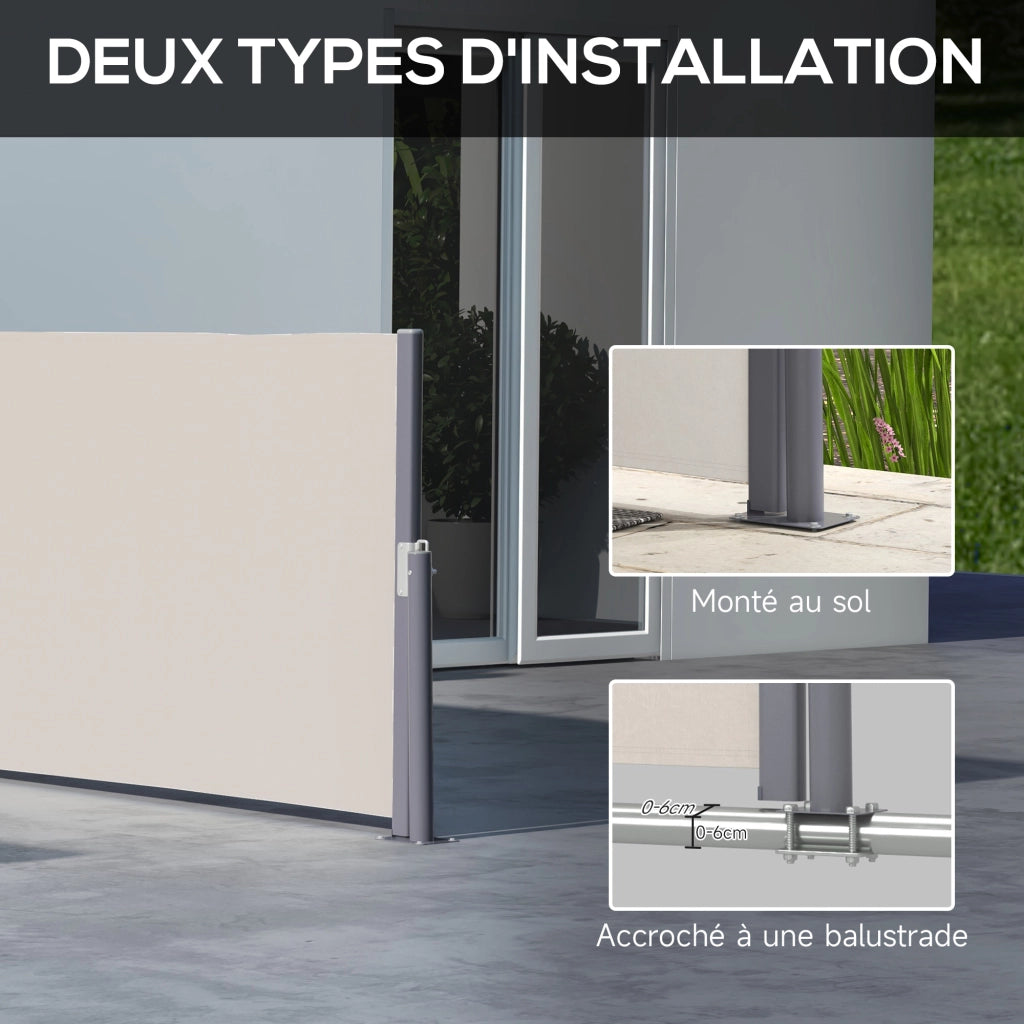 Paravento retrattile 3x1 m ¨C zephmum ¨C grigio, alluminio, poliestere 180 g/m2