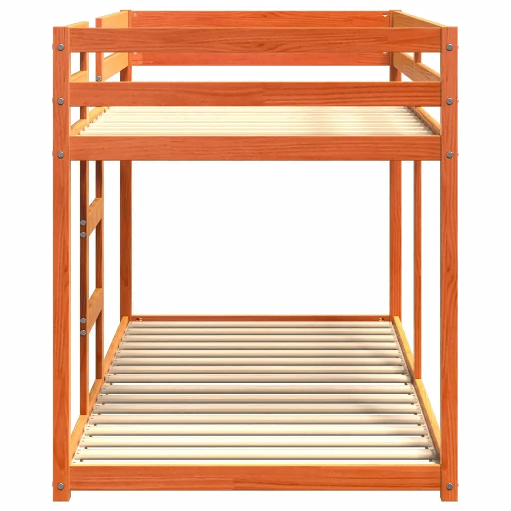 Letto singolo | Letto per adulti | Letto a Castello Marrone Cera 90x200 cm in Legno di Pino