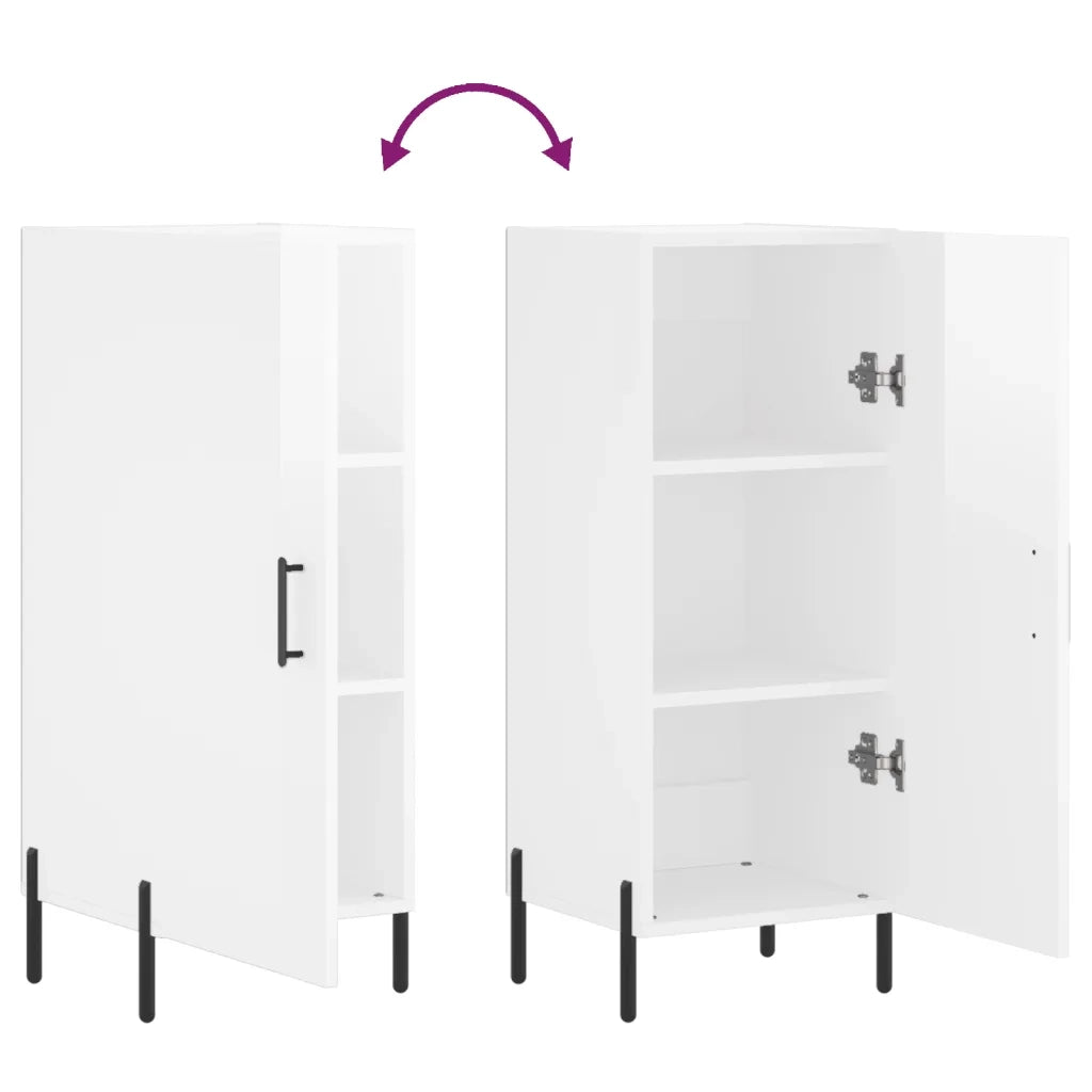 Credenza Bianco Lucido 34,5x34x90 cm in Legno Multistrato 828550