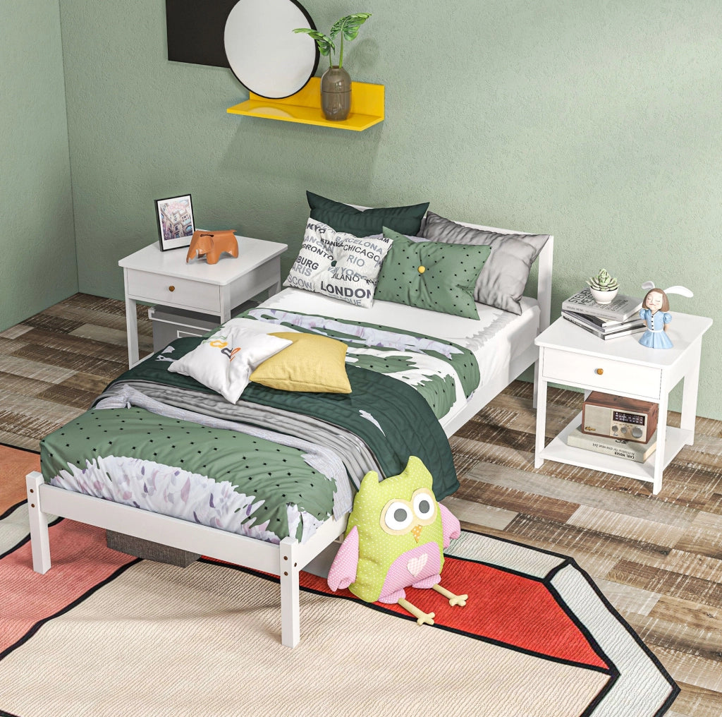 Letto singolo 200x90 cm con spazio sottostante in legno bianco