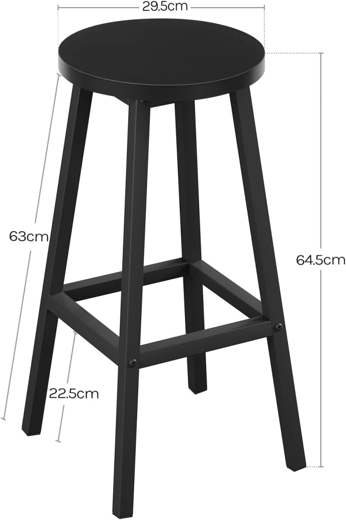 Sgabello da Bar Set di 6, Sgabello da Cucina con Poggiapiedi, Sgabello Alto in Stile Moderno/Industriale per Bar, Caffè, Isola della Cucina, Nero, K0007BH-6