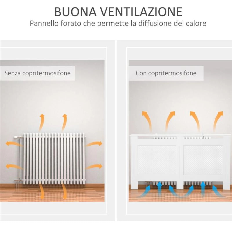 COPRITERMOSIFONE IN LEGNO A GRIGLIA 151.5X82X19CM BIANCO