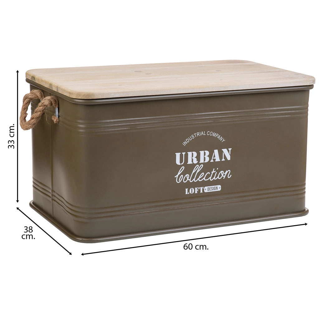 Baule in metallo verde 60x38x33h cm