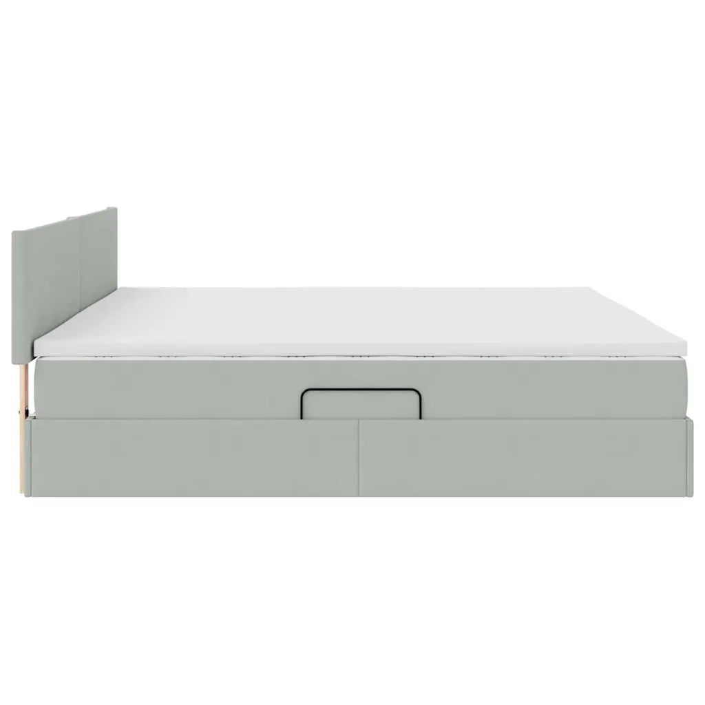 Letto con Contenitore Grigio chiaro 200 x 200 cm Velluto 3370719