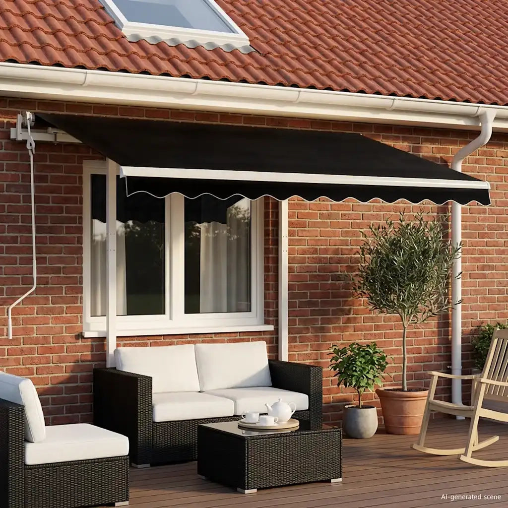 Tenda da Sole Retrattile Manuale con Pali 3,5x2,5m Antracite 3069919