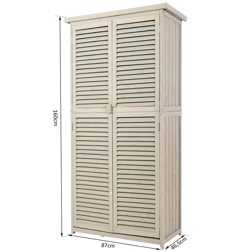 CAPANNO PER UTENSILI DA GIARDINO CON 4 SCOMPARTI IN LEGNO DI ABETE 87X46,5X160CM