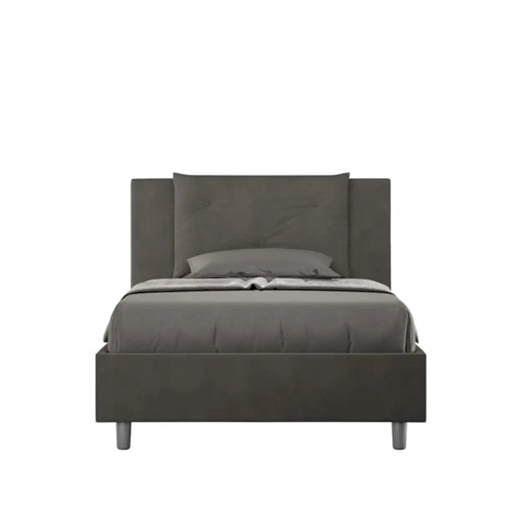 Letto una piazza e mezza contenitore imbottito 120x200 microfibra grigio Appia