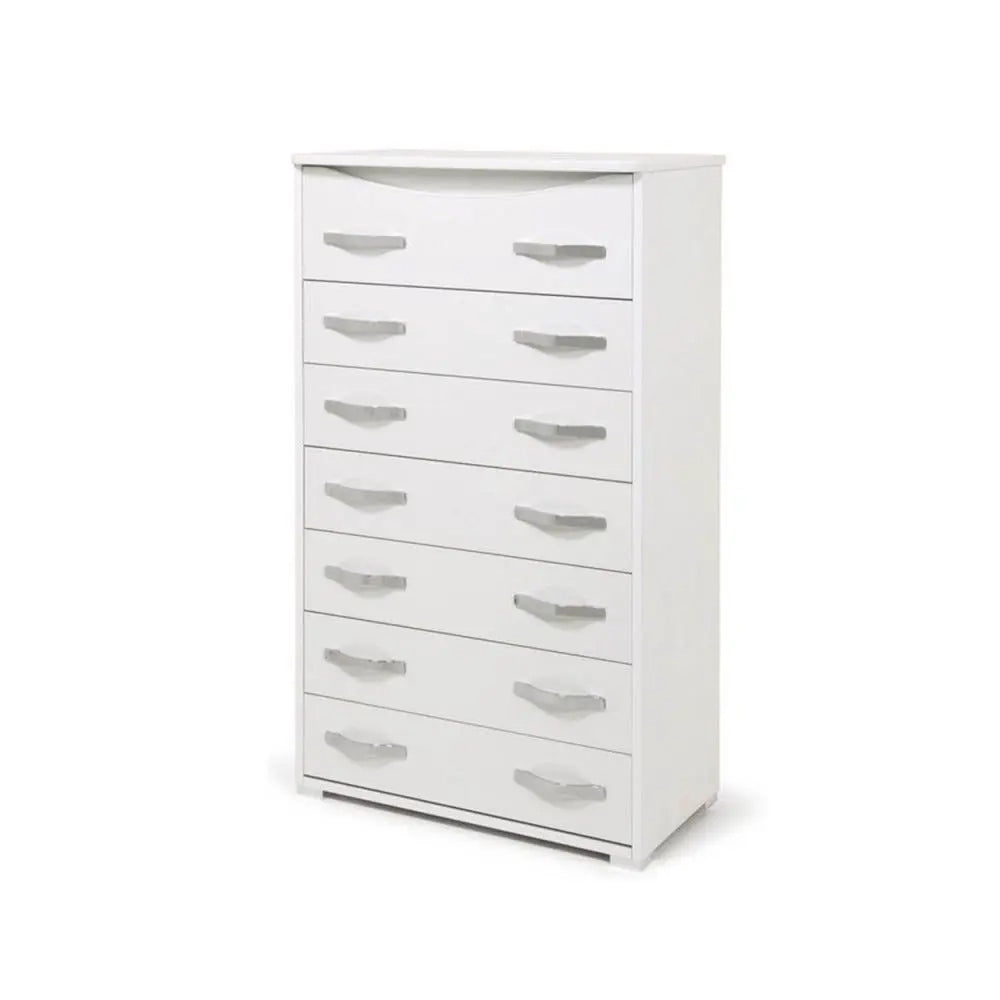 Cassettiera Bianco Frassinato in legno nobilitato con 7 cassetti h127x76x42 cm