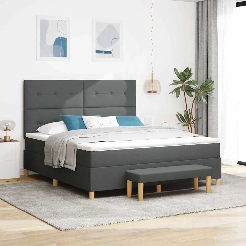 Letto a molle con testiera Grigio scuro 200 x 180 cm Tessuto 3344318