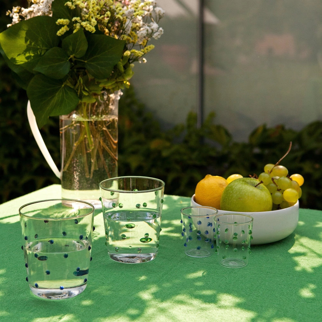 Zafferano Set 6 Bicchieri Party Tumbler Junior in Vetro Borosilicato Verde - Bicchierini decorati a pois per liquori, salse e tavole vivaci
