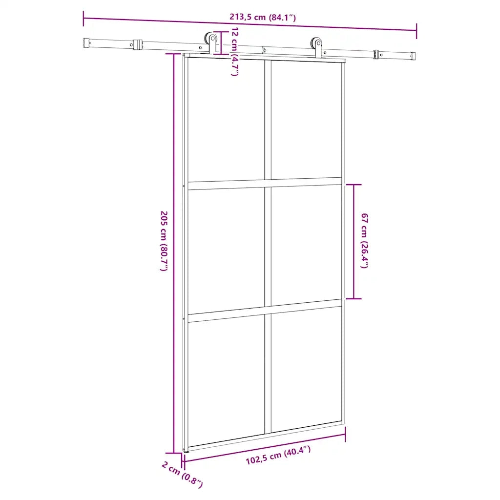 Porta Scorrevole con Ferramenta Vetro Temperato Alluminio 3332964