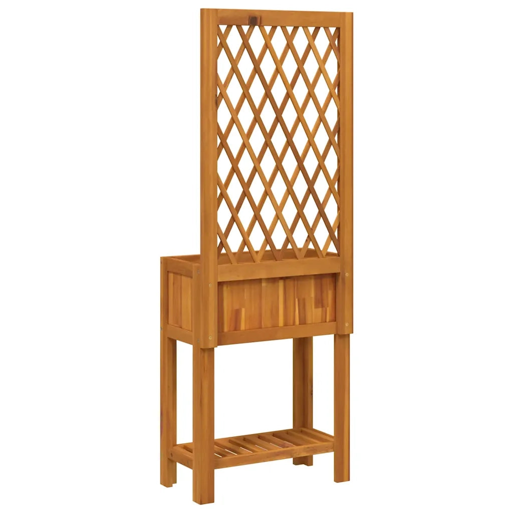 Fioriera | Cassetta per fiori | Vaso con Traliccio e Ripiano 55x29,5x152 cm in Legno Acacia