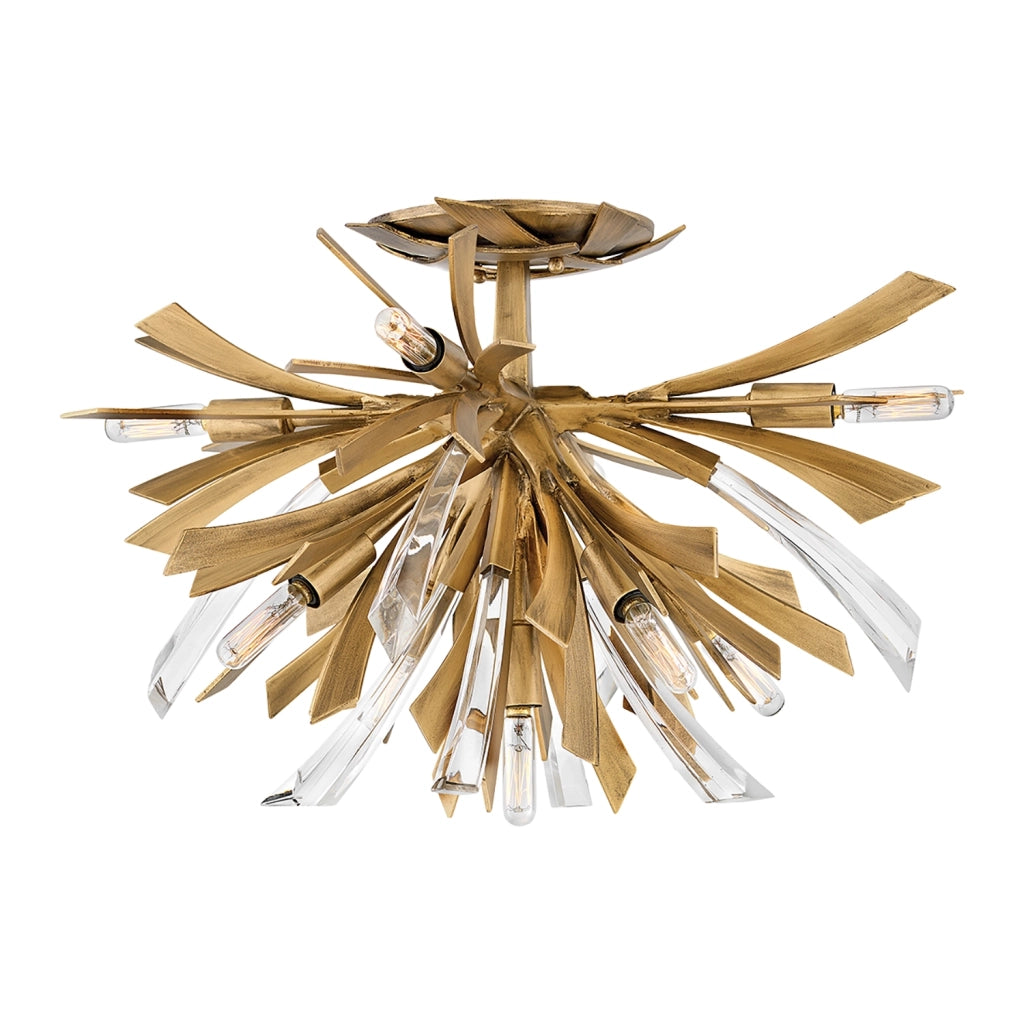Lampada a Soffitto Industrial Nordico Vida Acciaio Oro Brunito 9 Luci E14