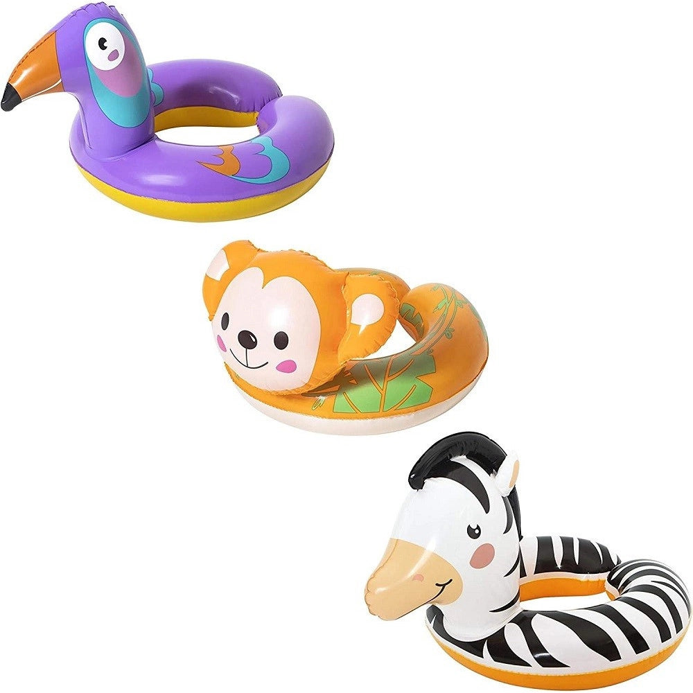 Trade Shop - Ciambella Salvagente Gonfiabile Bambini Con Testa Animali Safari Assortiti 36112 -