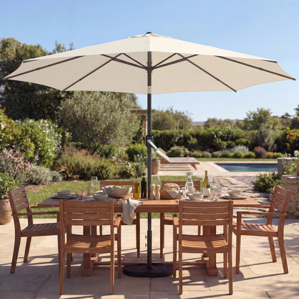 Ombrellone da balcone pieghevole con manovella e base ¨C zephmum ¨C crema ?300 cm