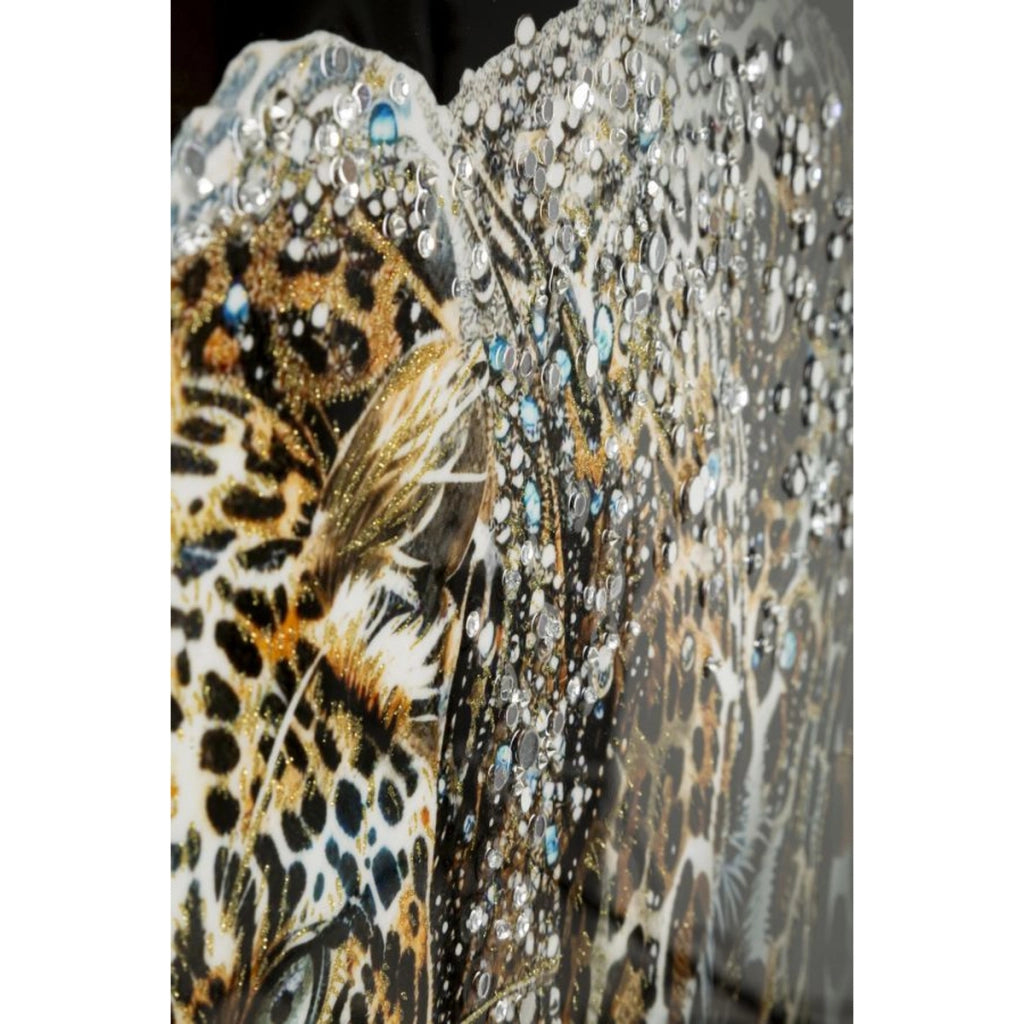 Stampa su Tela Leopardo 1, Multicolore, Tessuto, 82x82x4 cm