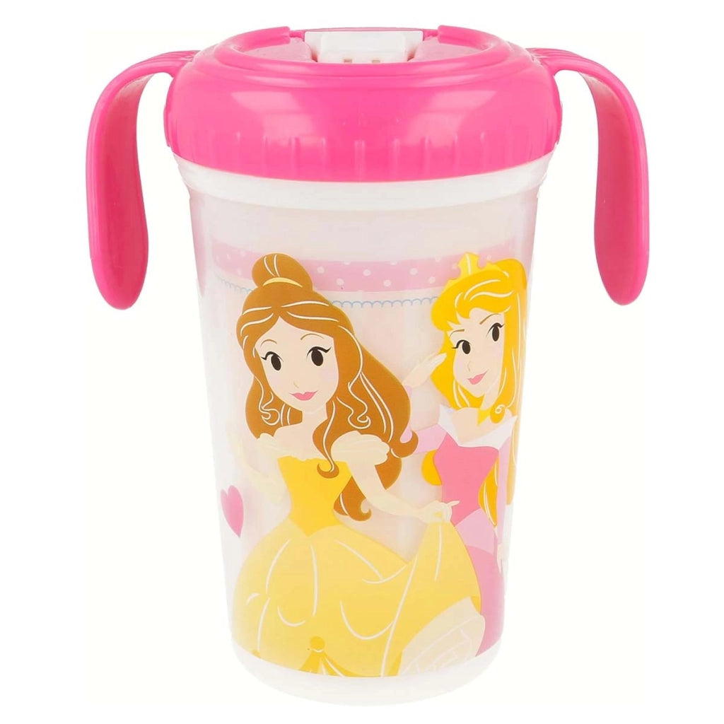 Tazza da 320 ml Decorazione Principesse Fatate per Bambini con Punta e Maniglie Rosa Princess