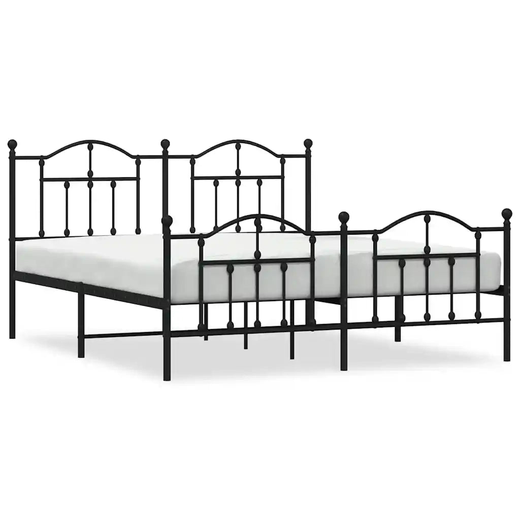Giroletto con Testiera e Pediera Metallo Nero 160x200 cmcod mxl 81840