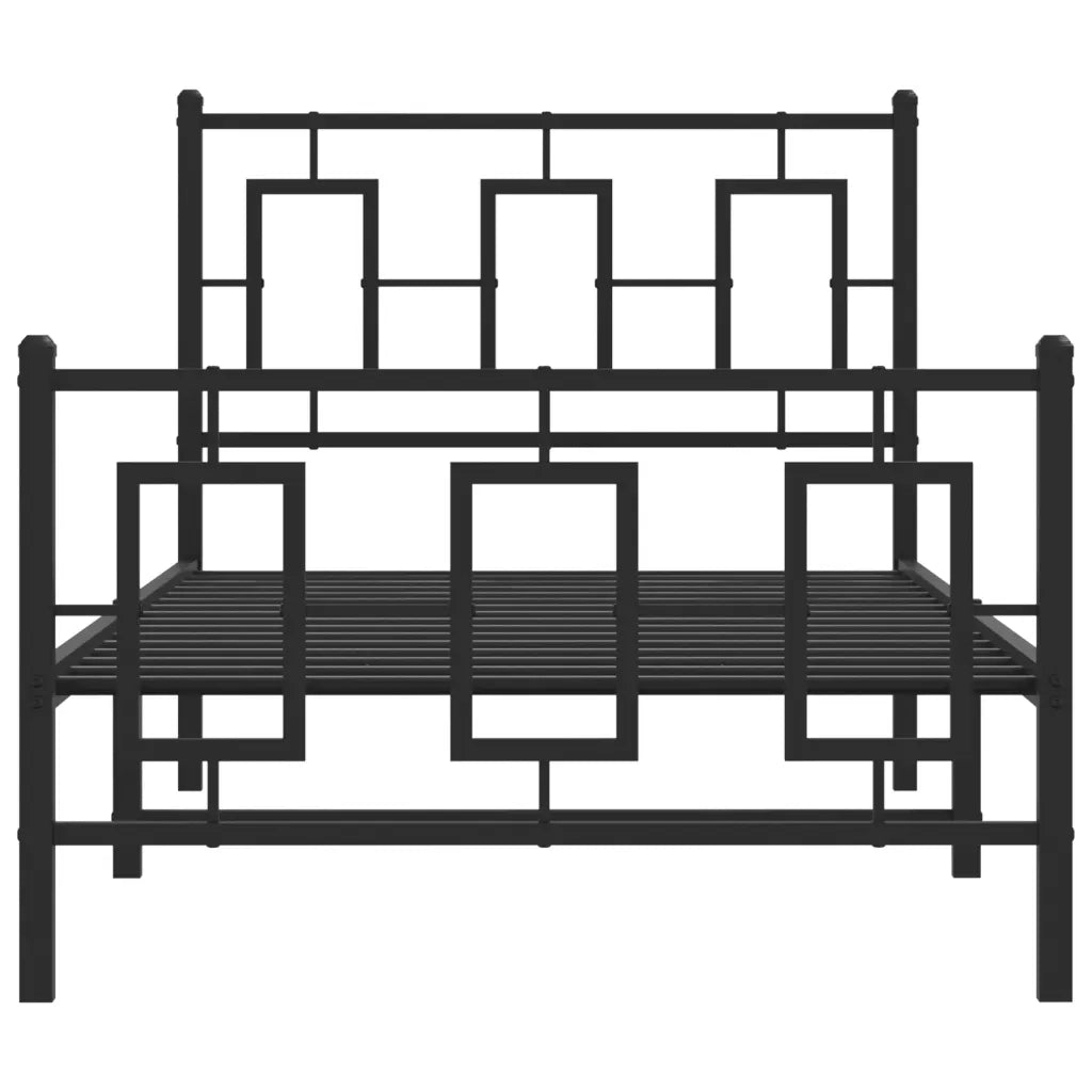 Giroletto con Testiera e Pediera Metallo Nero 90x200 cm 374252