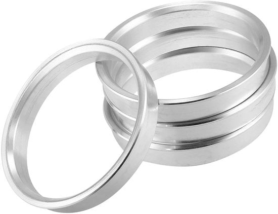 Centratori in lega di alluminio - Diametro esterno 63,4 mm - Diametro interno 57,1 mm - Confezione da 4 - Forma perfetta - Prevenzione vibrazioni - Naafringen