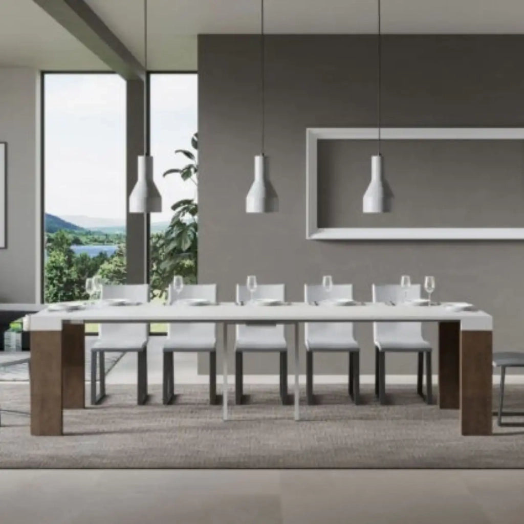 Consolle allungabile 90x40/300 cm Roxell Mix piano bianco frassino - struttura noce