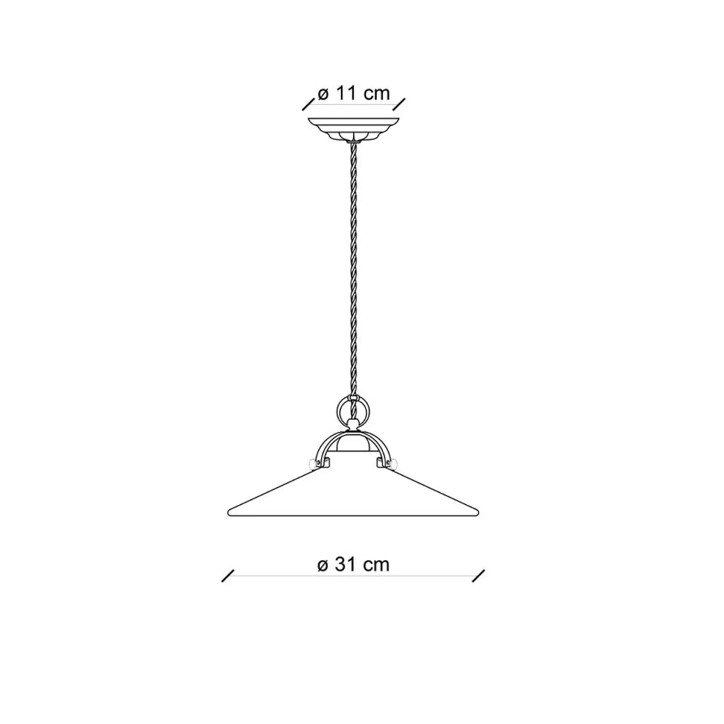 Lampadario Industrial Minimal B&W Metallo Smaltato Bianco 1 Luce E27 31Cm
