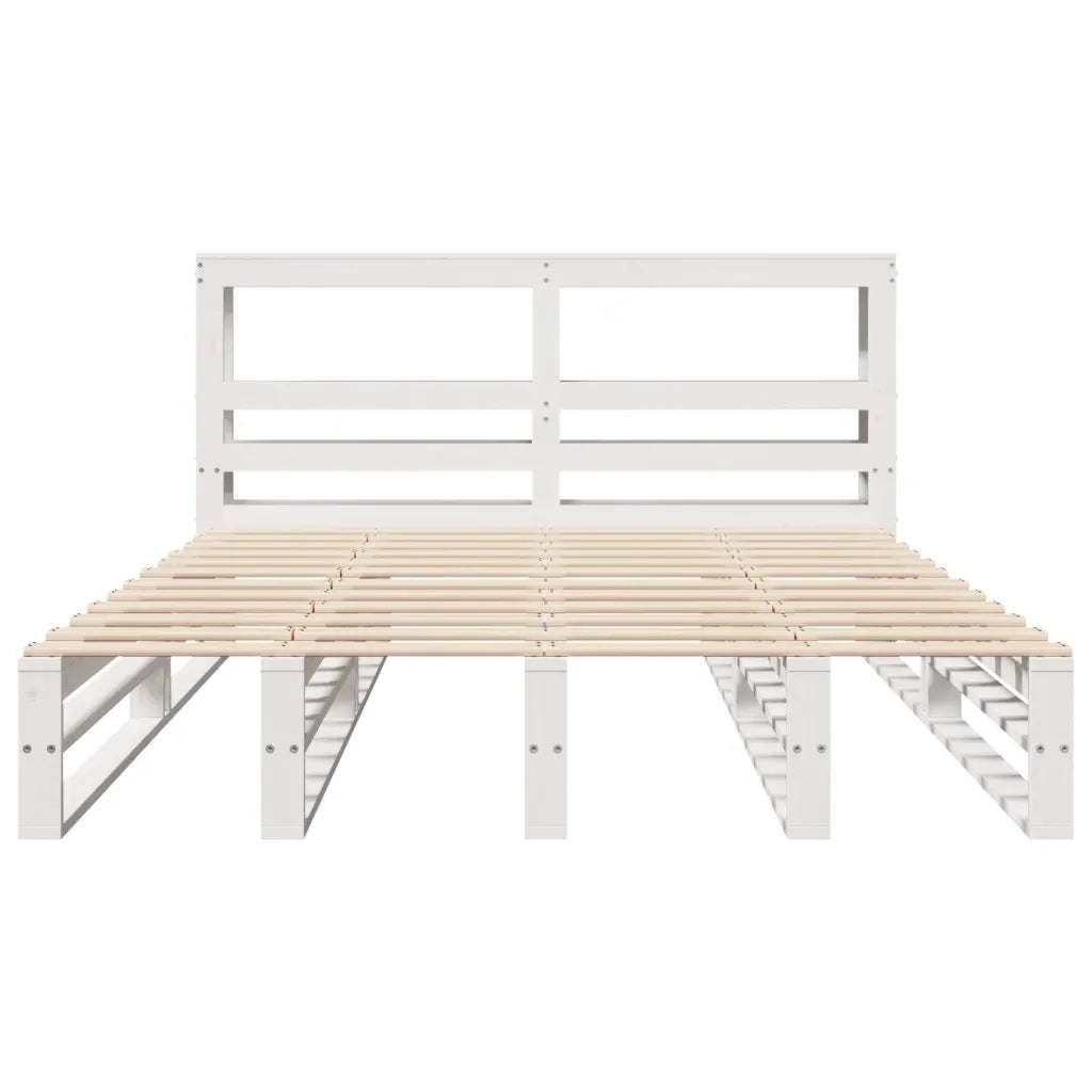 Giroletto con Testiera Bianco 140x200 cm Legno Massello di Pino