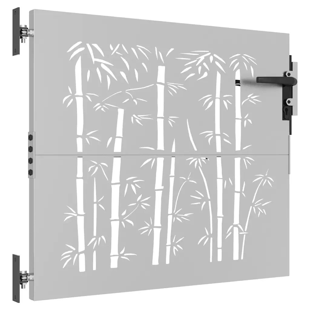 Cancello da giardino 85x100 cm in acciaio corten e bambù 153233