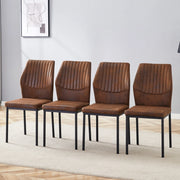 Set 4 sedie da pranzo moderne in tessuto marrone e nero con struttura in metallo