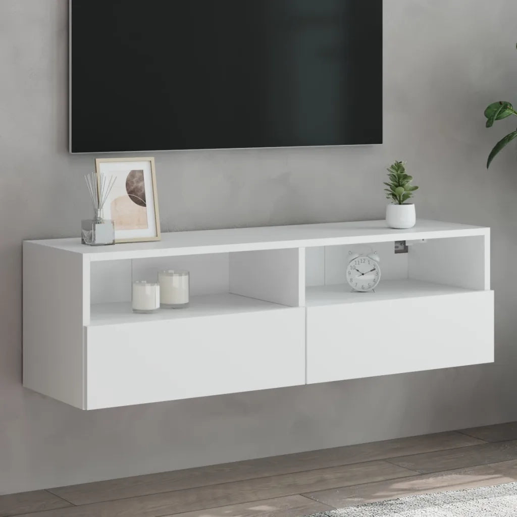 Mobile TV a Parete Bianco 100x30x30 cm in Legno Multistrato