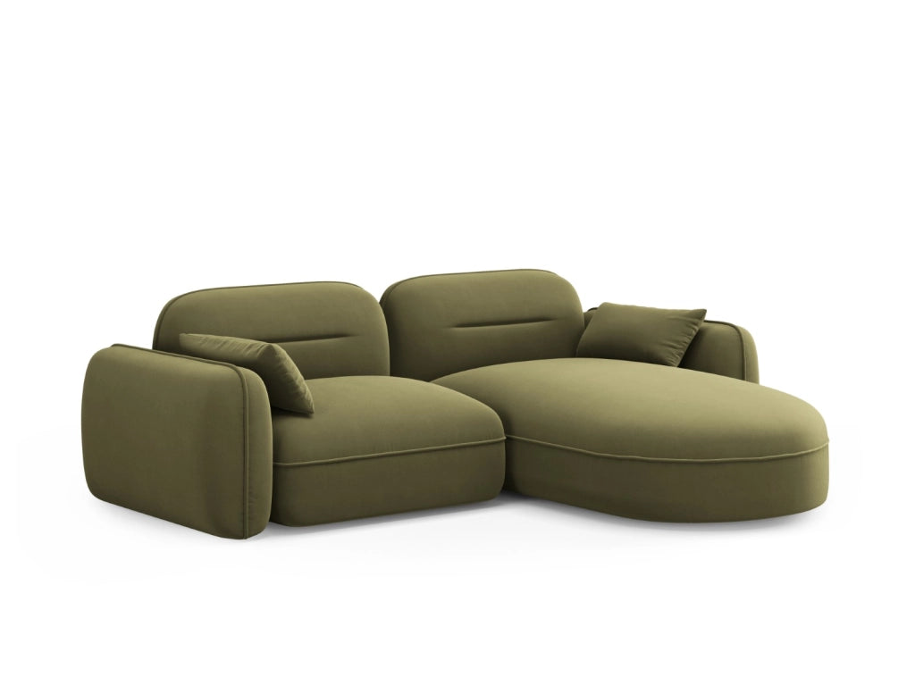 Cosmopolitan Design - Divano angolare modulare destro "Sydney" 3 posti in velluto verde chiaro 